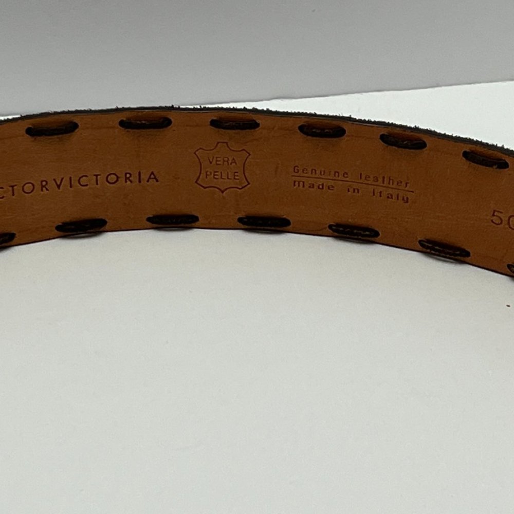 ❣️ LIKE NEW ❣️VICTOR VICTORIA Suede Leather Belt Italy 32" - 38" Waist Brown - Picture 4 of 13